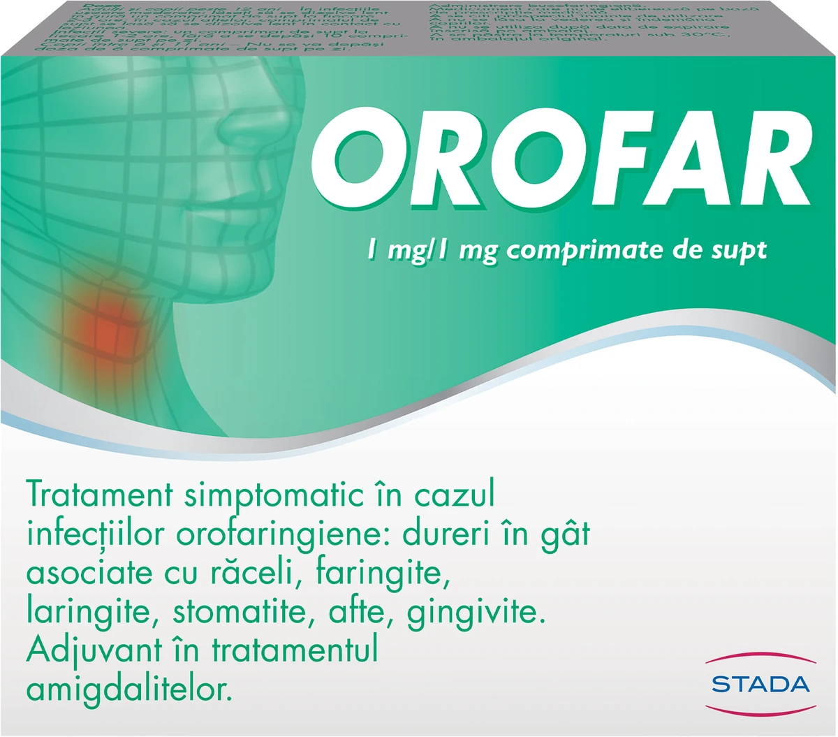 Orofar 1 mg/1 mg comprimate de supt, cutie cu 24 comprimate