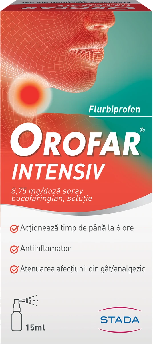 Orofar Intensiv 8,75 mg/doză spray bucofaringian, soluție, flacon 15 ml